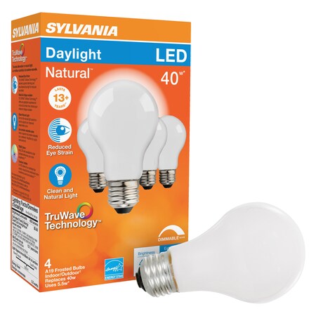 LED Bulb, General Purpose, A19 Lamp, E26 Lamp Base, Dimmable, Daylight Light, 5000K Color Temp